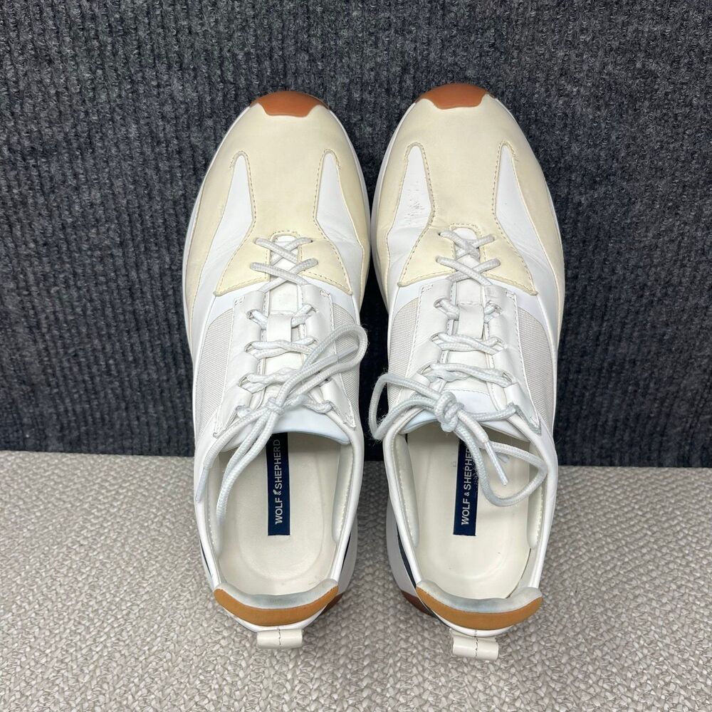 Wolf & Shepherd Marathon Trainer White Cream Leather Shoes Sneakers Mens 10 US - Picture 7 of 8